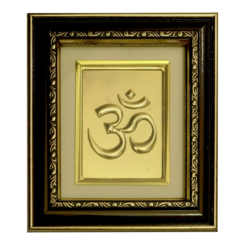 "OM" Golden Plated Pana with Wooden Frame