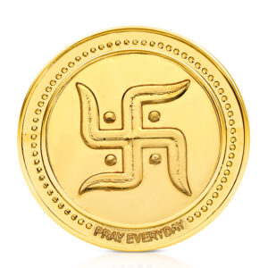 Sacred Swastik Gold Plated Coin symbol of prosperity and good fortune